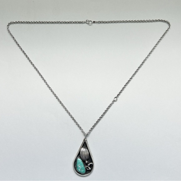 Vintage Southwestern Turquoise Sterling Silver Adjustable Necklace - Picture 7 of 10